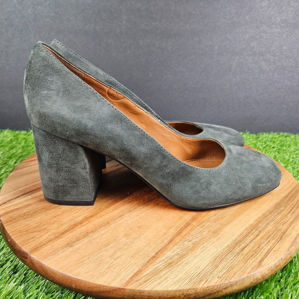 Franco Sarto A-Taisley Shoes Womens 10 M Pumps Green Suede Casual Block Heels